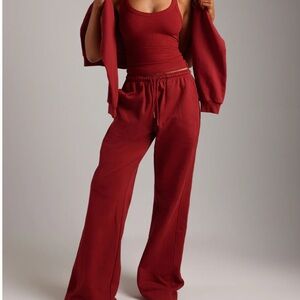 MY OUTFIT ONLINE COTTON BOYFRIEND SWEATPANTS - CRANBERRY